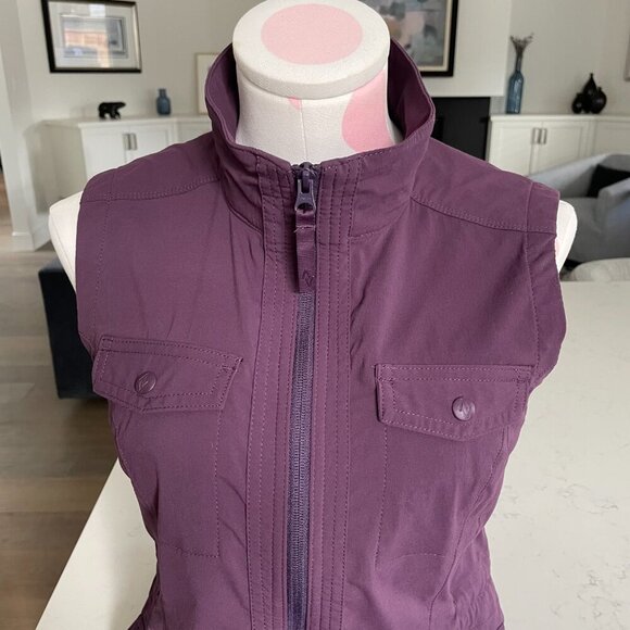 Eddie Bauer Travex High Neck Full Zip Multi Pockets Nylon Vest Purple Sz XS - Picture 2 of 14